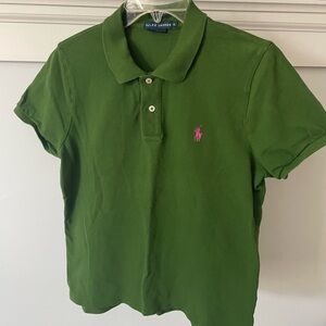 Ralph Lauren Women’s Olive Polo with Pink Emblem